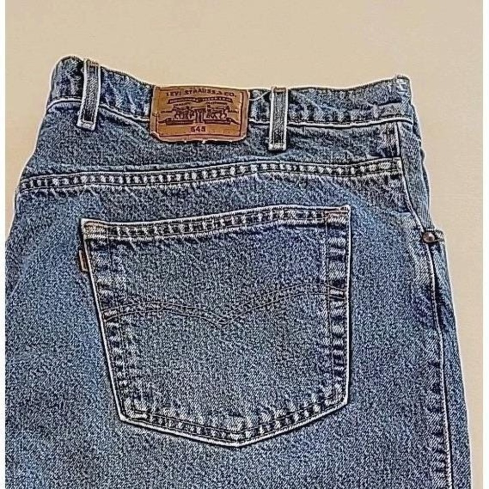 Vtg Levis 545 Orange Tab Blue Denim Loose Shorts Mens 46 Jorts USA 90's READ